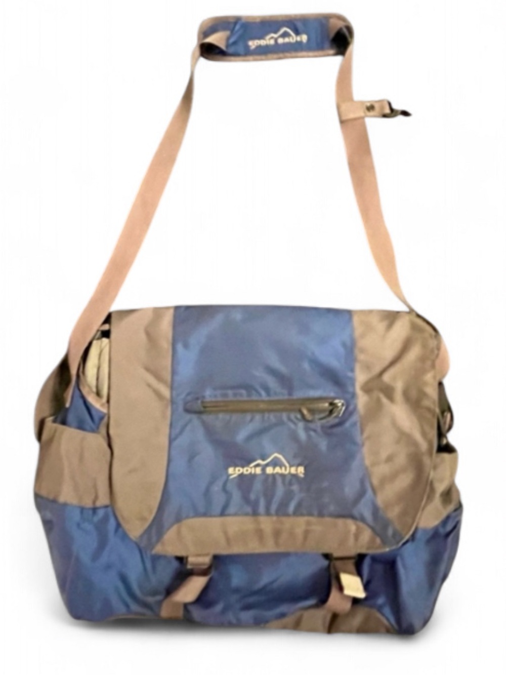 EDDIE BAUER Unisex Messenger Bag Laptop School Travel Bag Duffle Blue Gray VTG